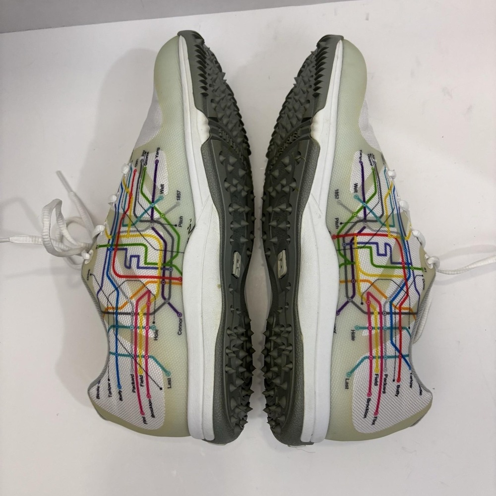FootJoy SuperFlex Spikeless Golf Shoes Womens‎ 7.5M White Map Print 92913 Retro - Picture 9 of 13